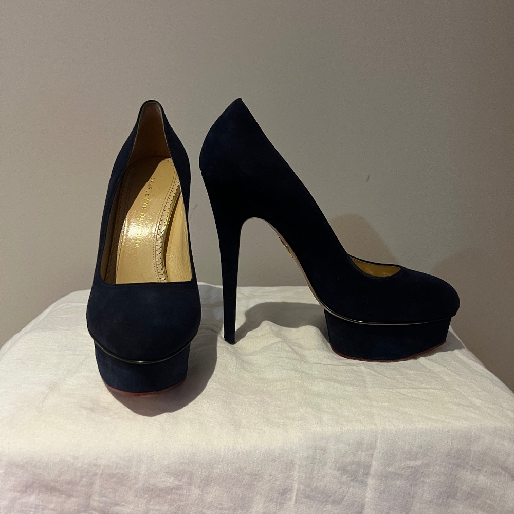 Charlotte Olympia Suede Heels